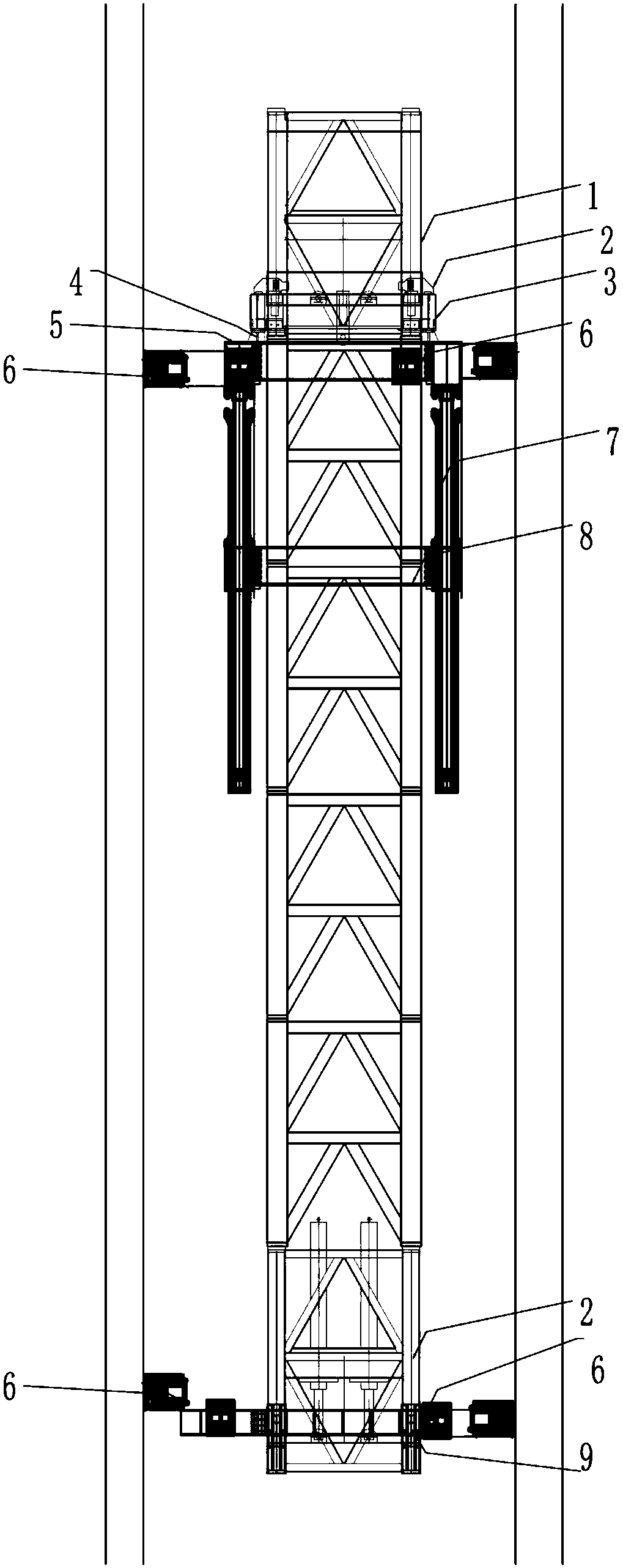 Internal climbing tower crane climbing method without using inverted beam method