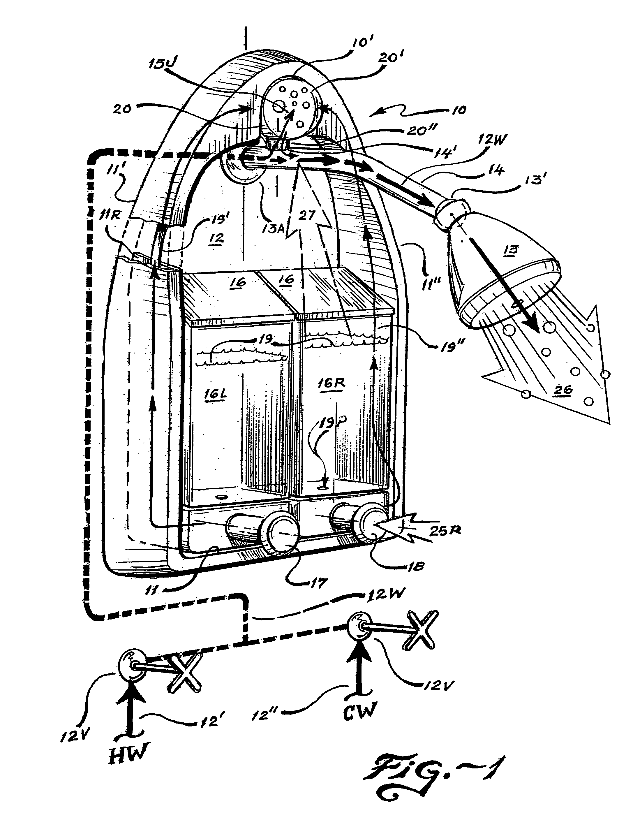 Universal suds-mix fluidic-circuit bubblizer-chamber