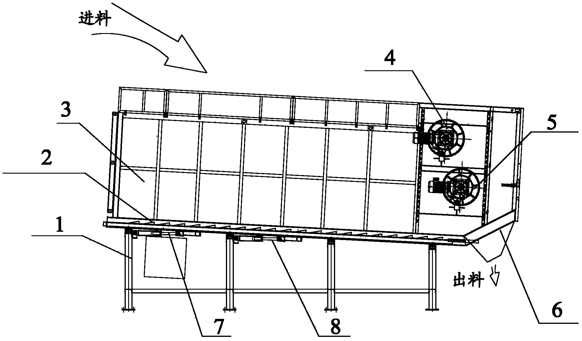 Hydraulic rubbing type material storing and pushing bin equipment