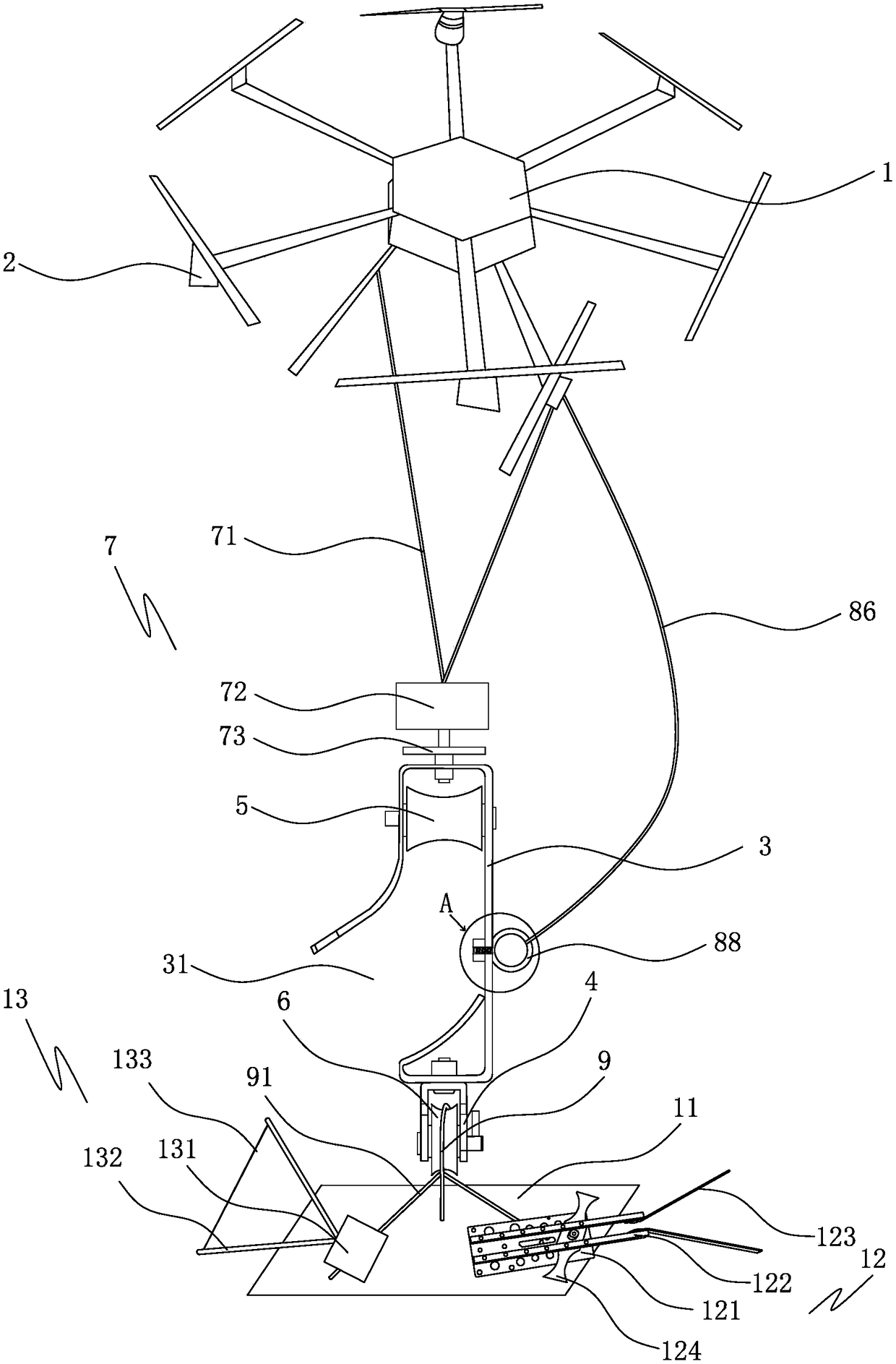 A tower-free barrier clearing device and method