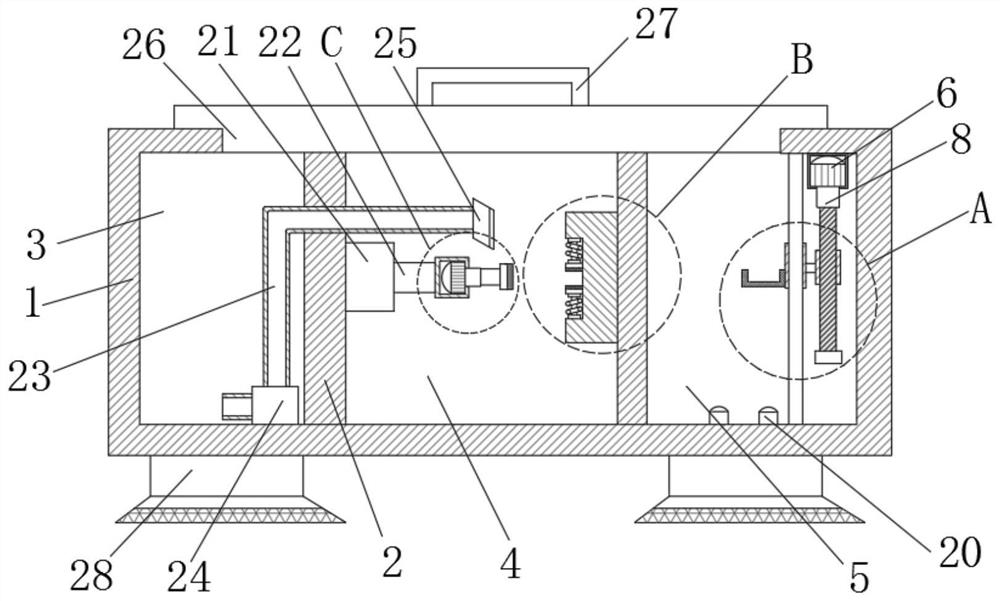 Multi-cabin separation type circulating cleaning and disinfecting device for denture maintenance