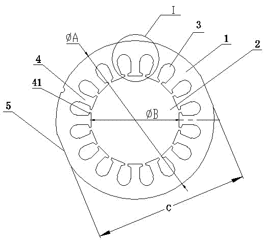 Stator punching of single-phase capacitor-run motor