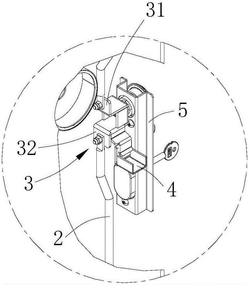 Machine cabinet with cabinet body provided with door lock