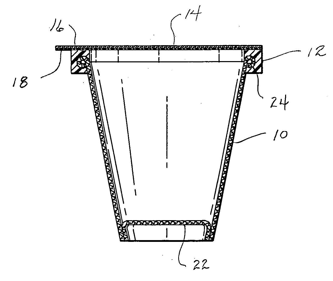 Paper food container with injection molded top rim structure and method of manufacturing same