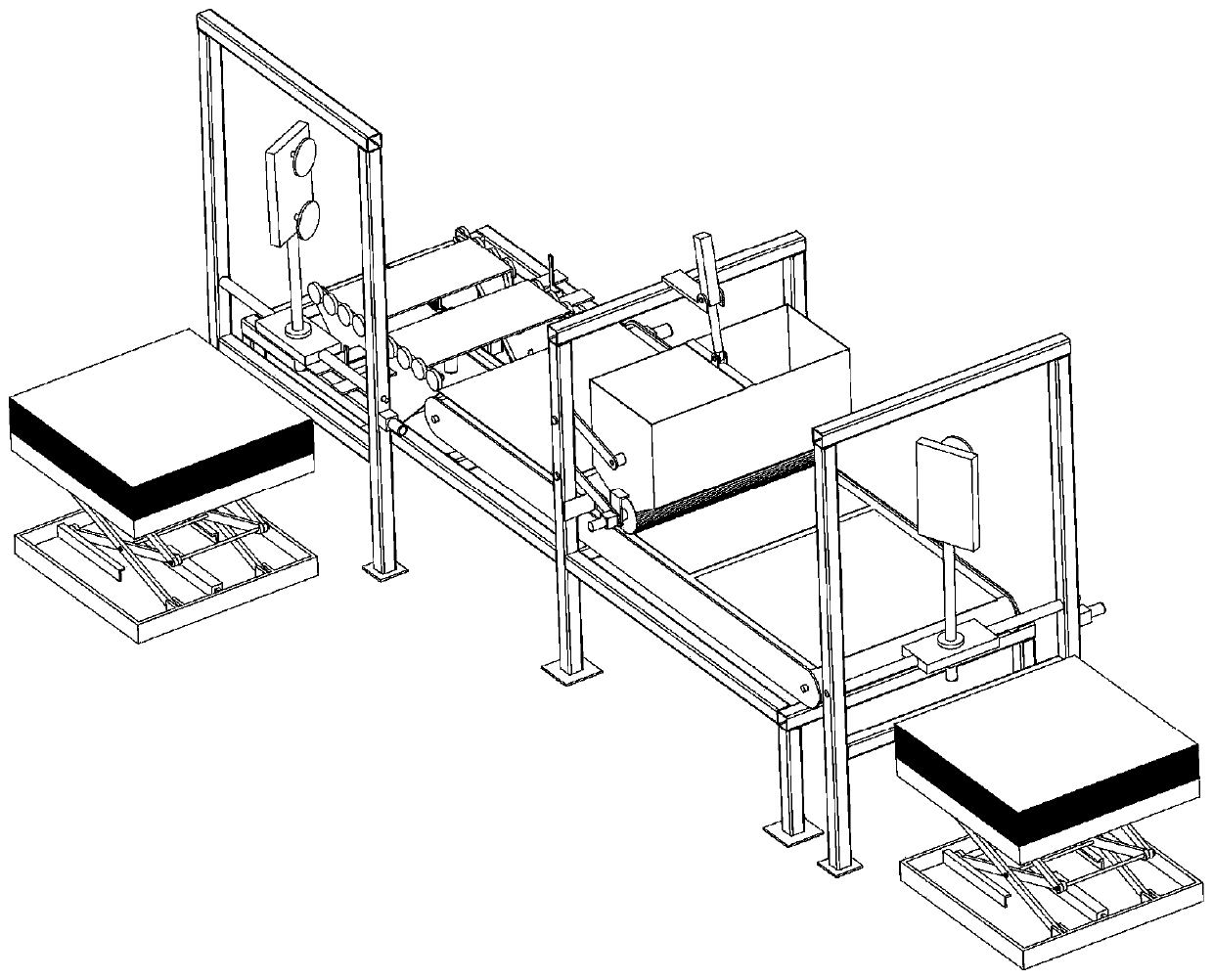 Automatic board gluing and stacking machine and working method thereof