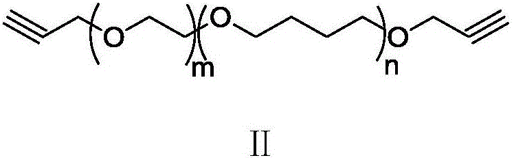 Acetylene-terminated ethylene oxide tetrahydrofuran copolyether containing carbamic acid ester units and synthesis method thereof