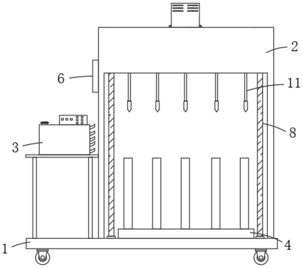 Electrostatic spraying device for steel pipe inner wall powder coating