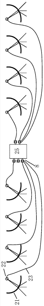 A solar heat collection system using light guide cables to transmit concentrated light beams