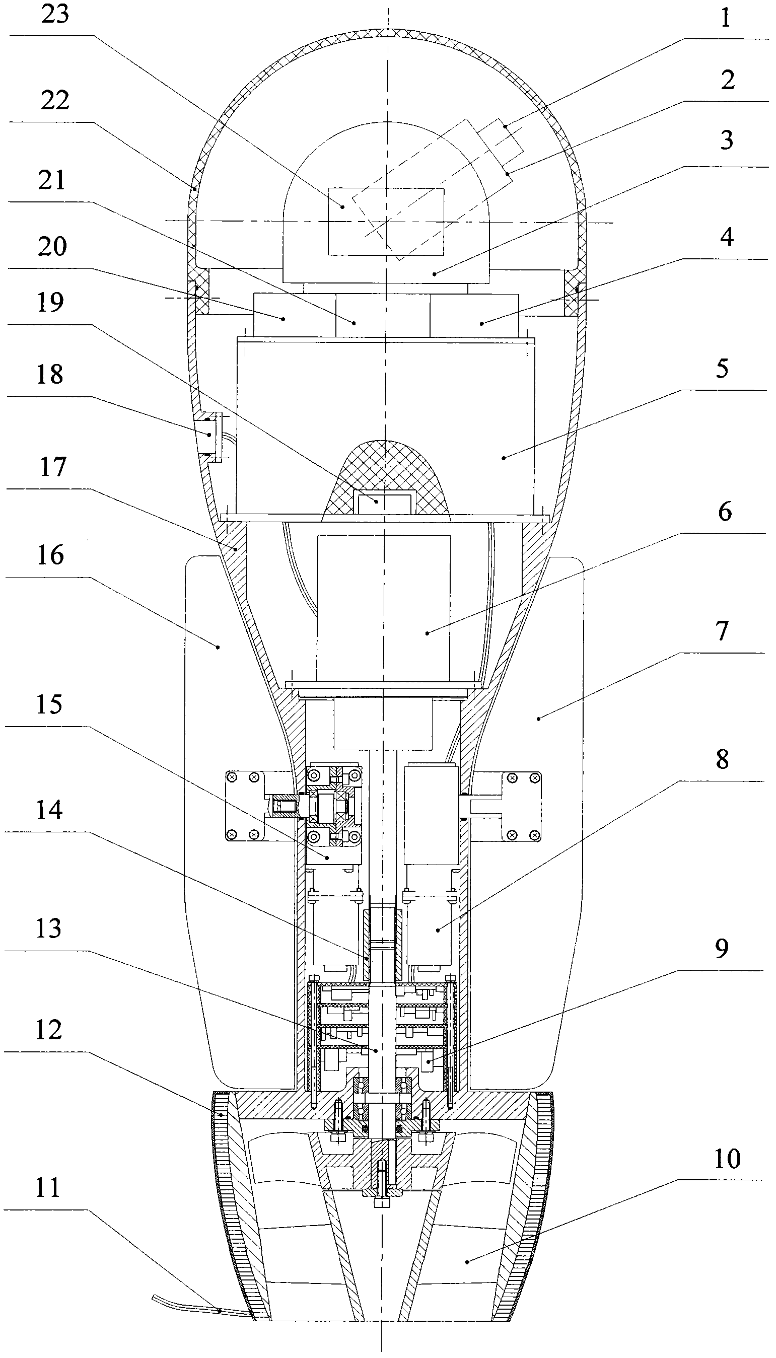 Underwater self-propulsion omnibearing sensor