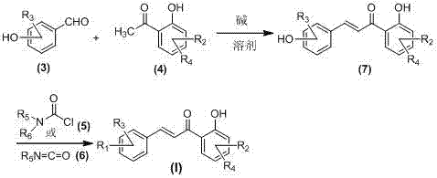 A class of carbamate chalcone ester compounds, their preparation methods and uses