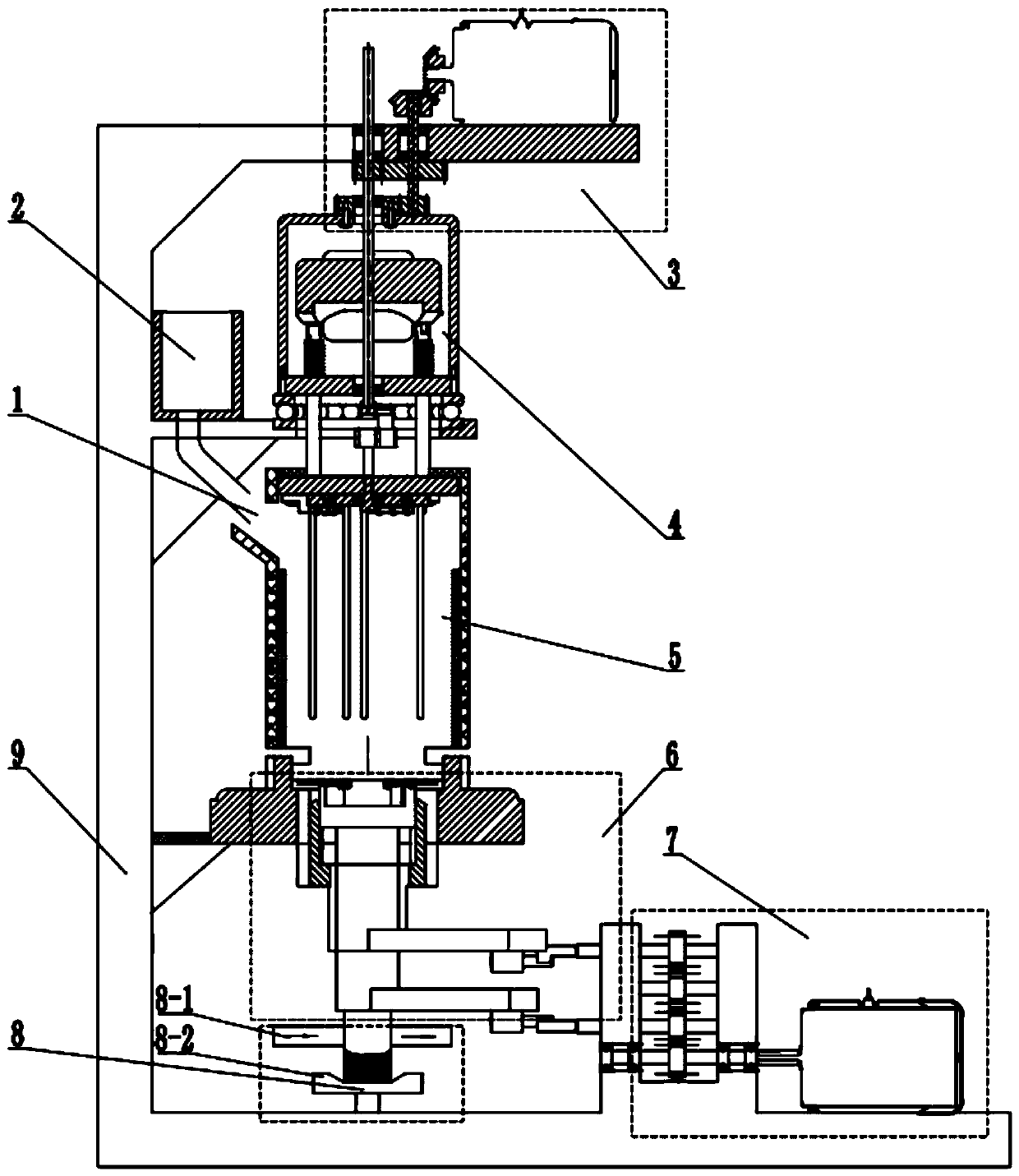 Mechanical vibration and rotation coupling stirring device for manufacturing semi-solid blanks