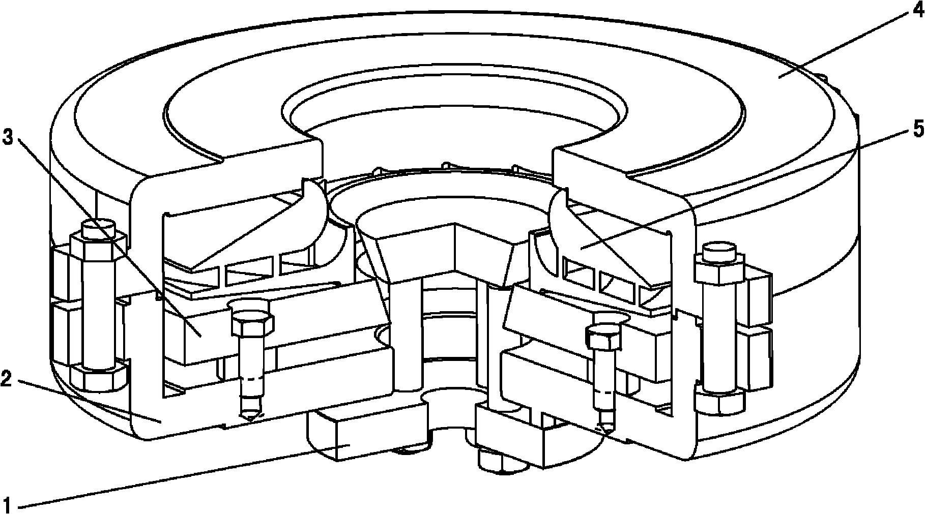 Special clamp for abrasive flow polishing of narrow flow passage closed impeller flow passage