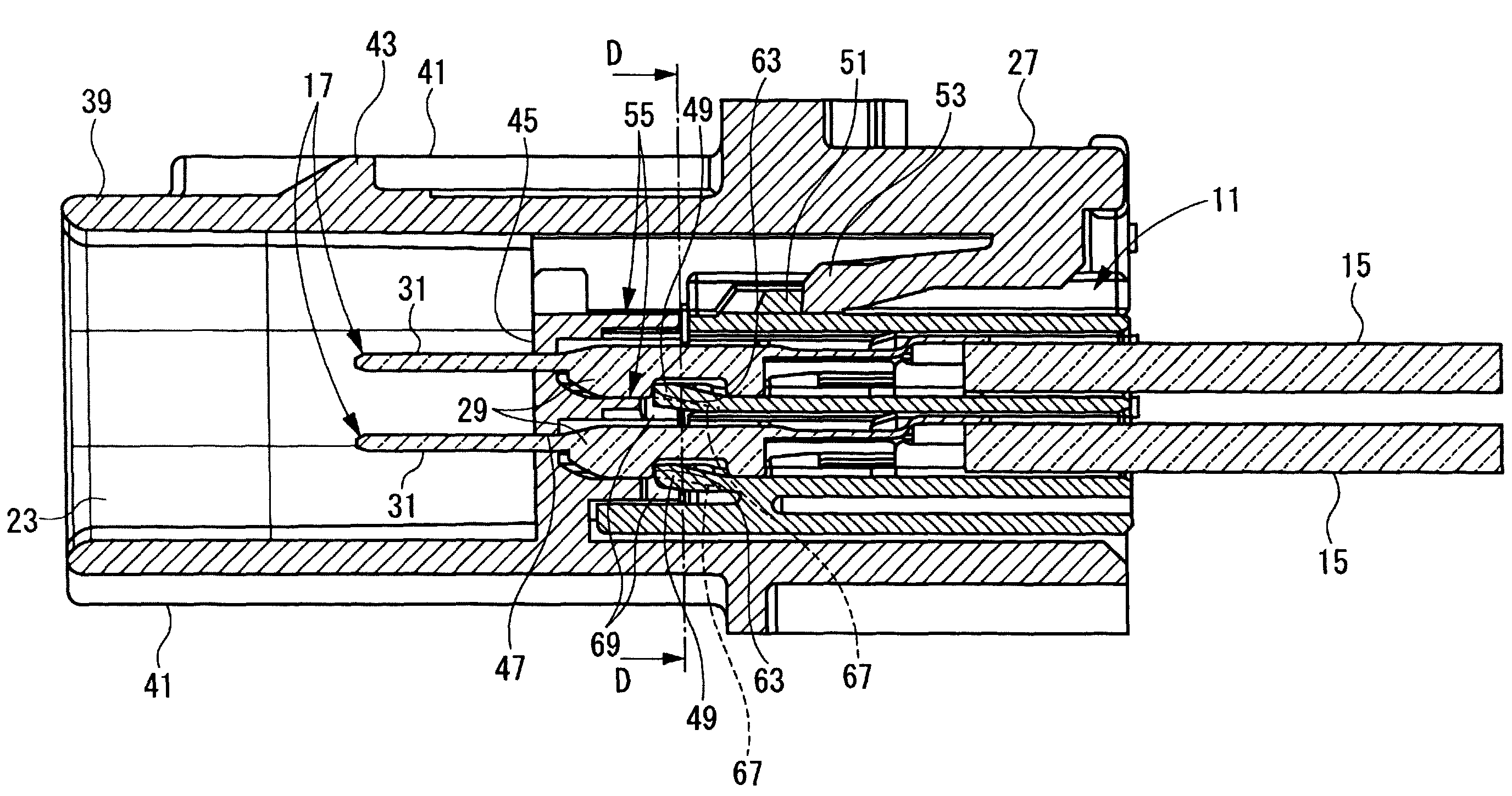 Divided connector for regulating a terminal