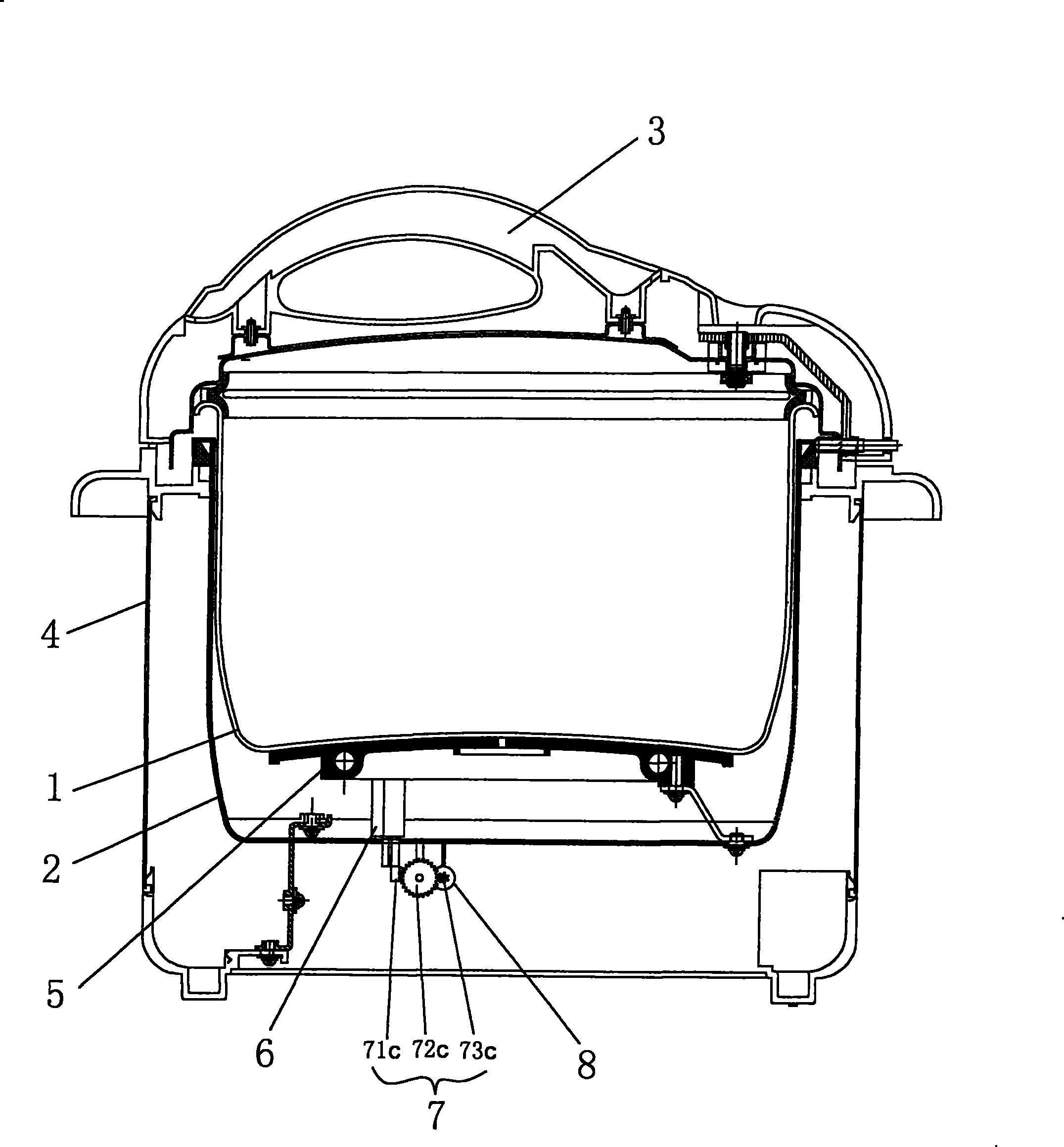 Electric pressure cooker using angular displacement sensing device