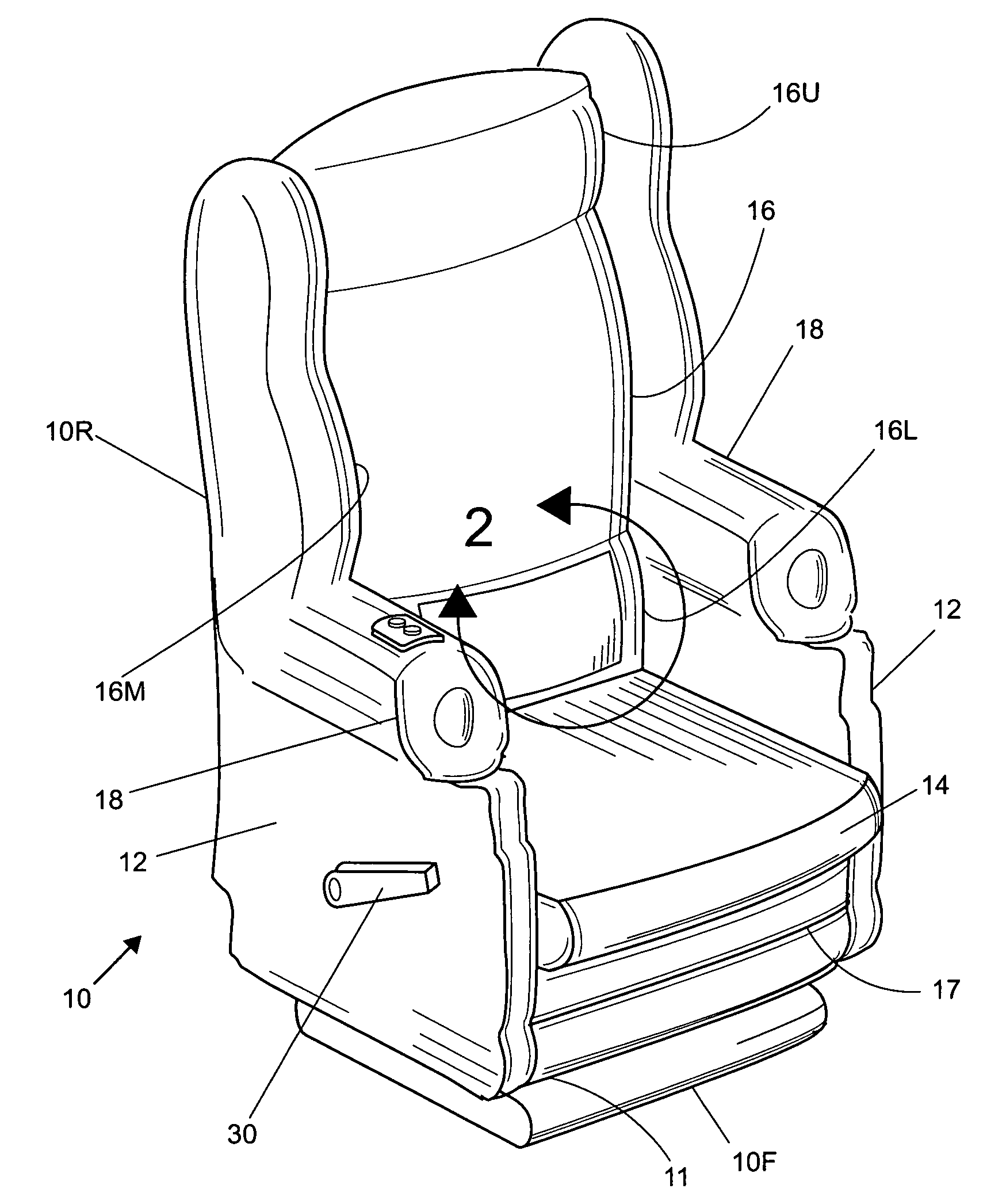 Reclining rocker chair with inflatable lumbar support