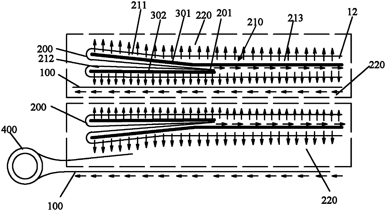 Rolled reverse osmosis membrane element with gradually-reduced inlet channel