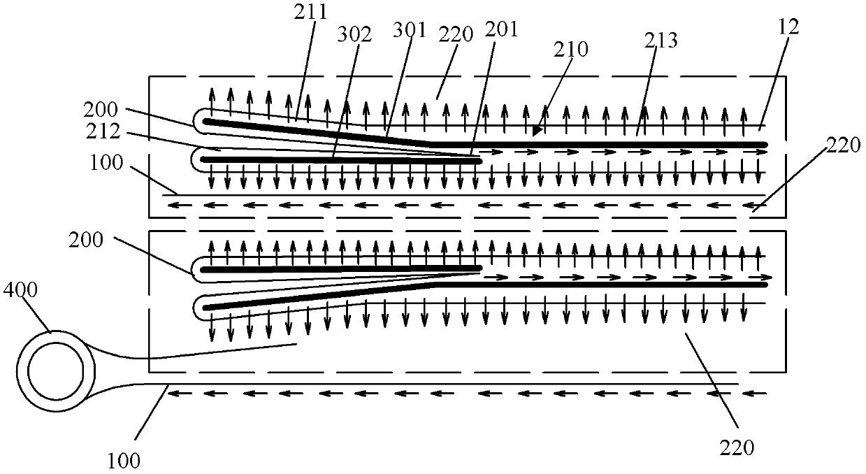 Rolled reverse osmosis membrane element with gradually-reduced inlet channel