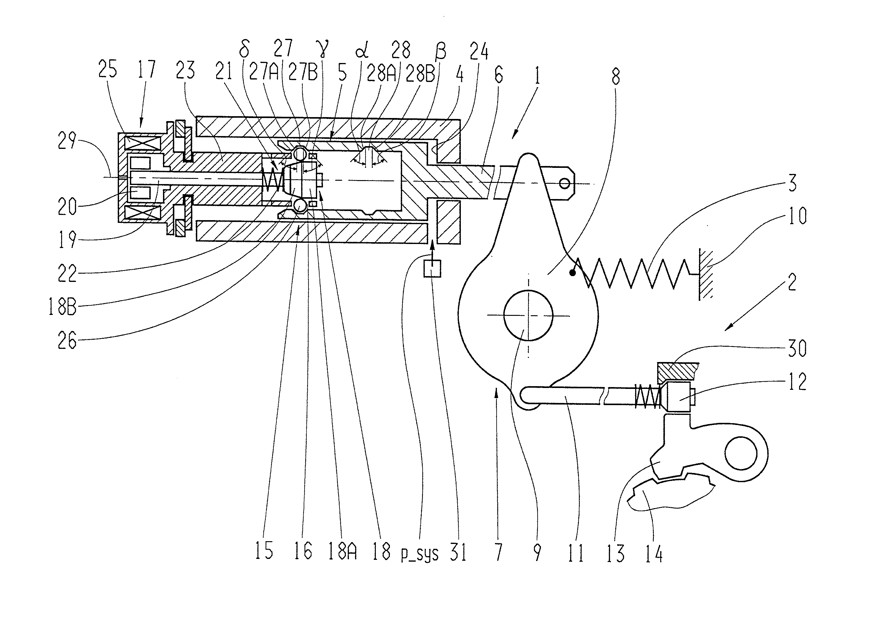 Device for actuating a locking mechanism