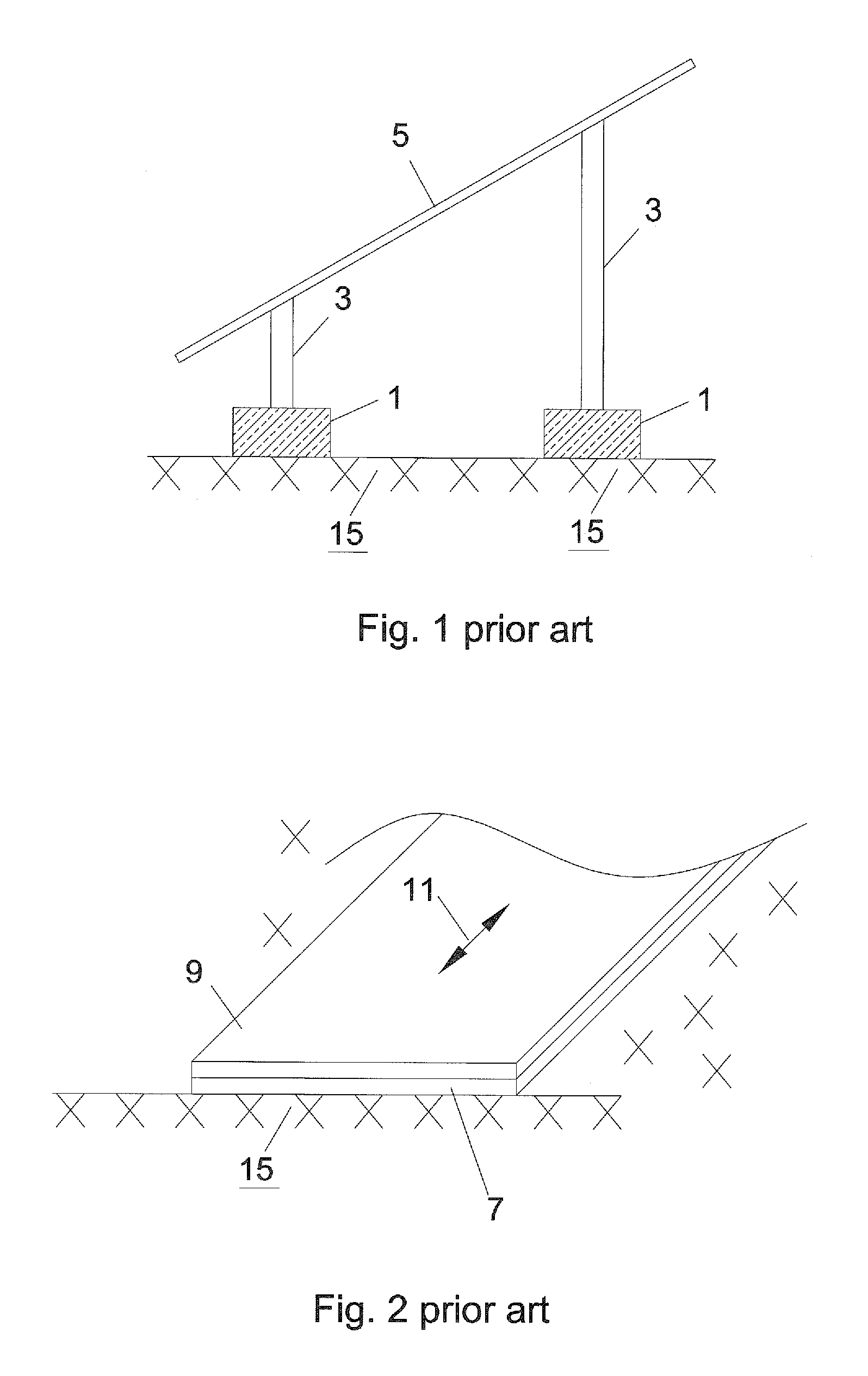 Roof mounting support for photovoltaic modules on uneven roofs