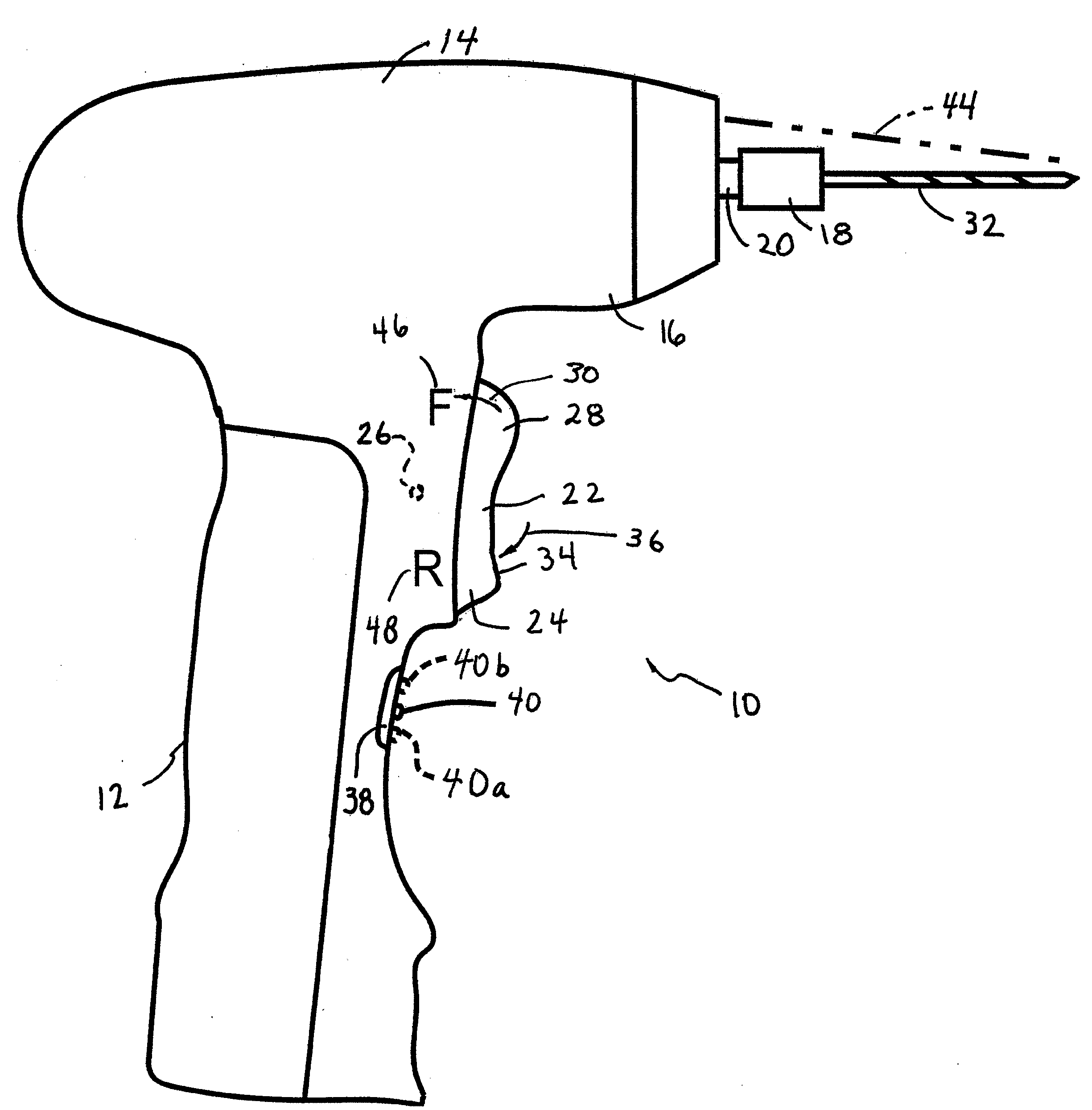 Portable electric drill with directional indicators