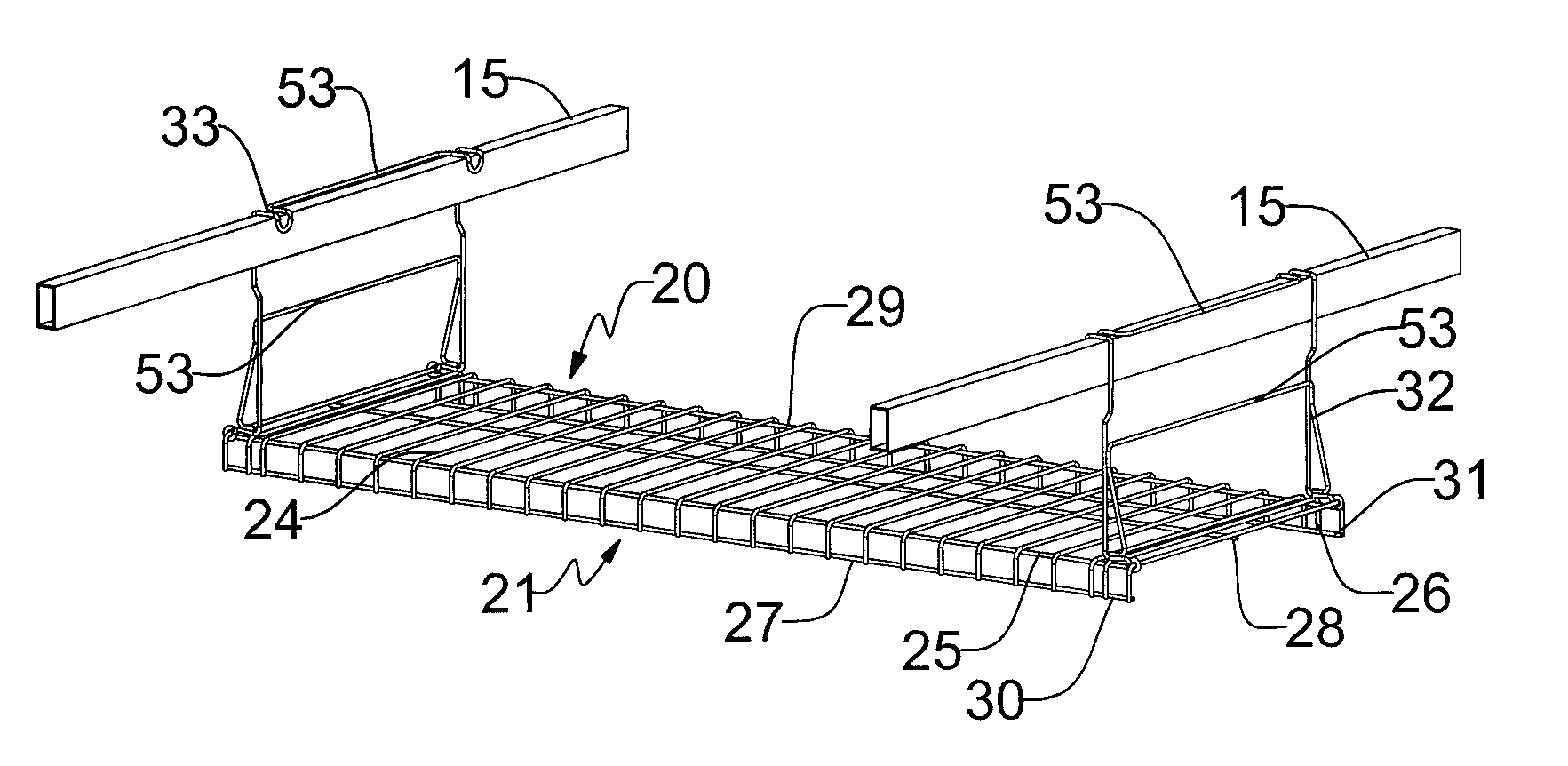 Hanging shelving system