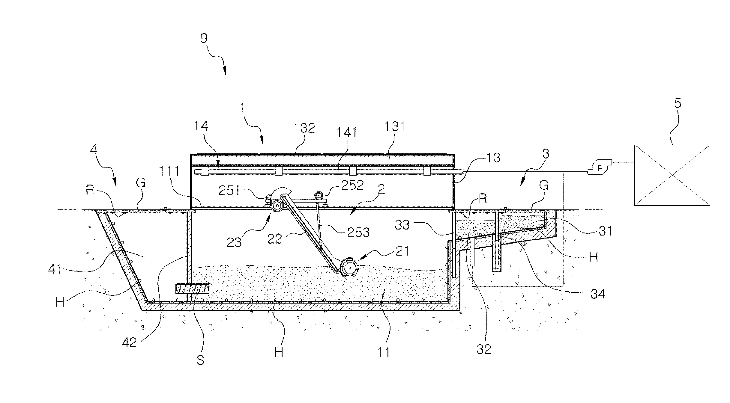 Dry anaerobic composting facility