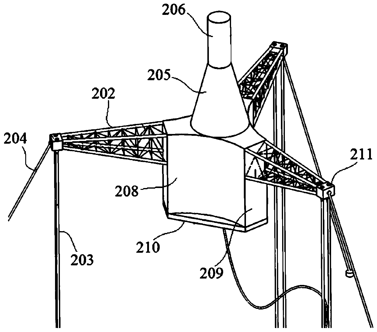 Tension leg type floating fan foundation and floating fan