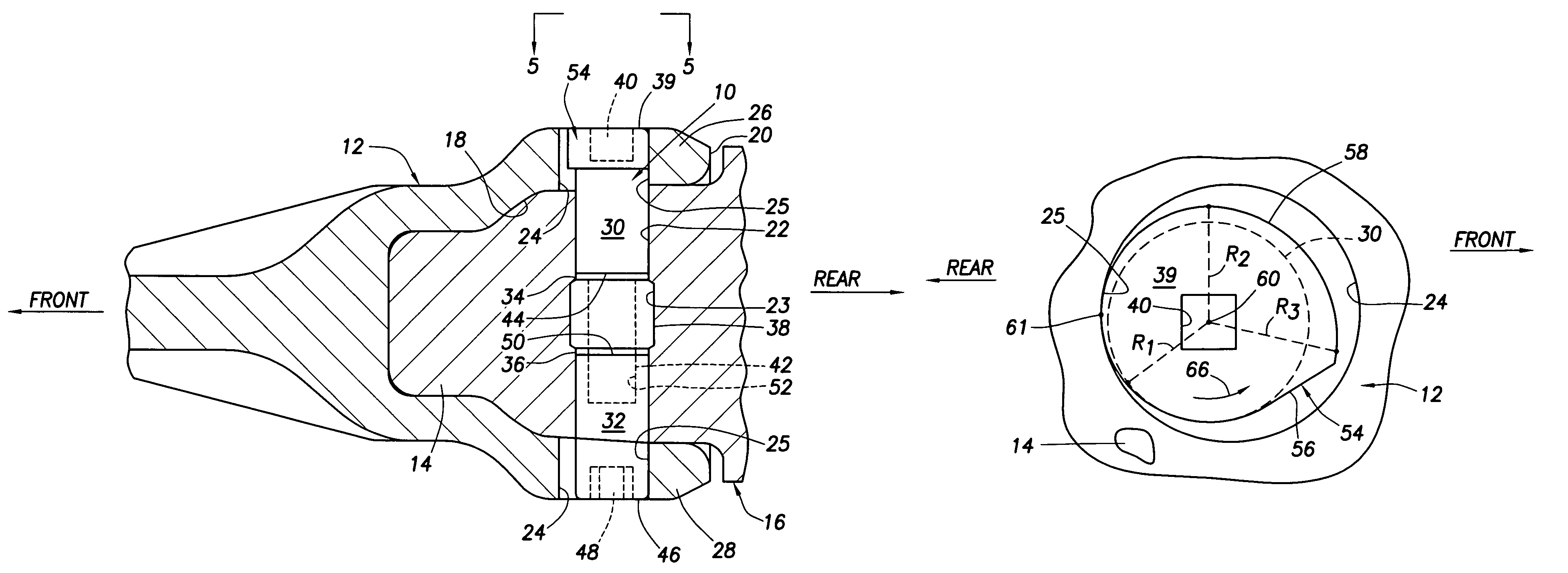 Cammed connector pin assembly and associated excavation apparatus