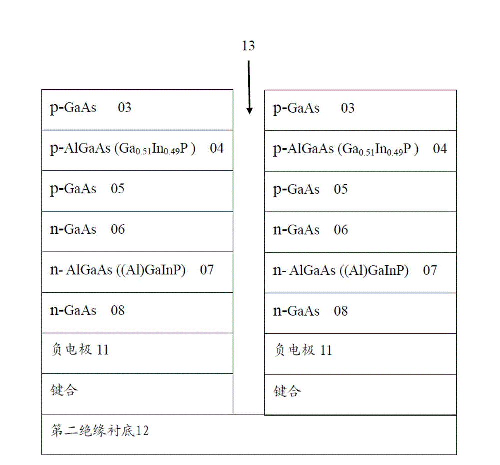 Laser photovoltaic battery of upside-down mounting structure, and manufacturing method therefor