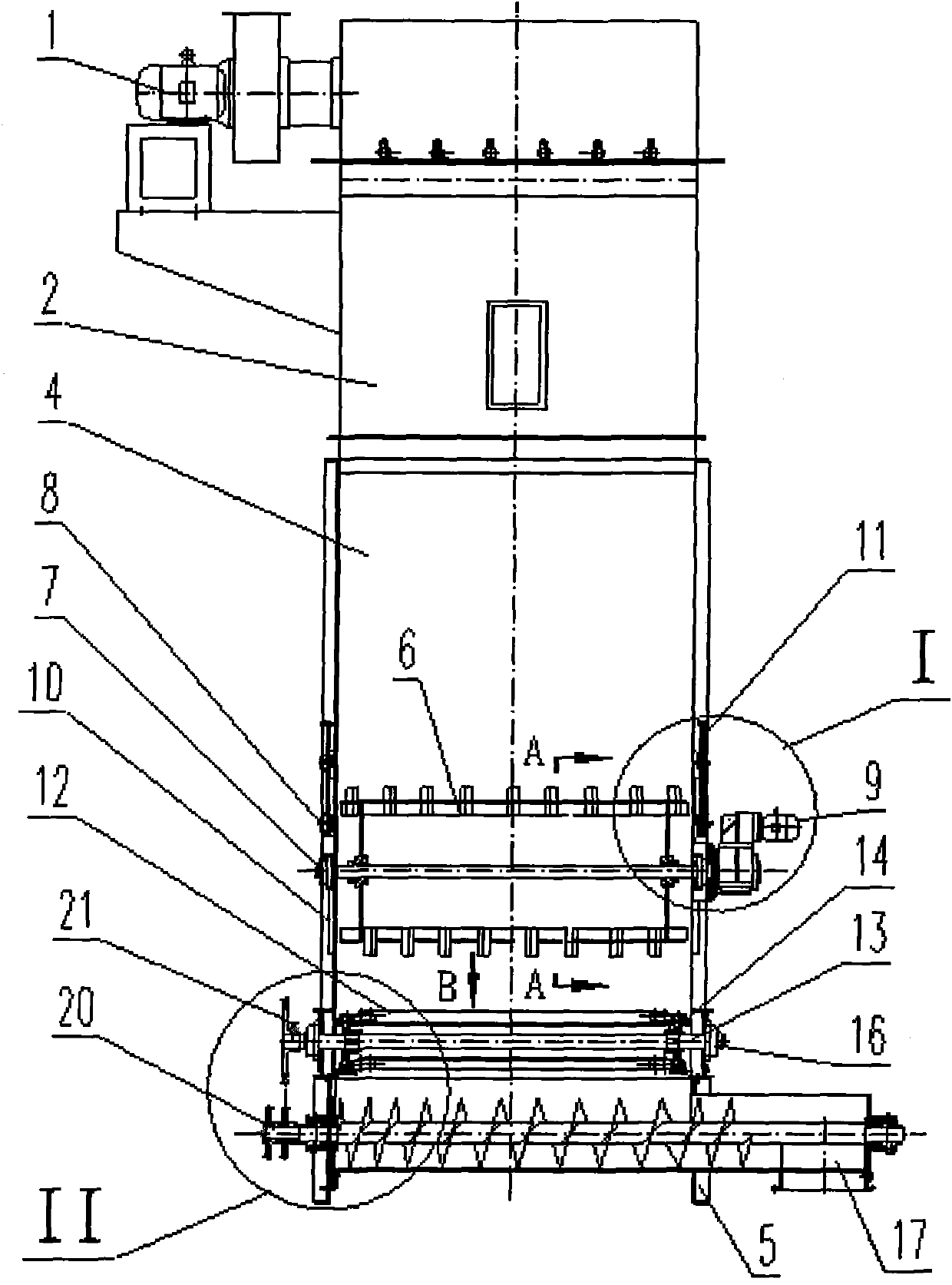 Horizontal cooling silo