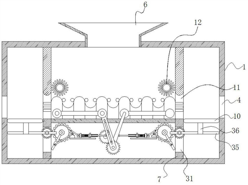 Wave-groove-based crushing type electronic technology waste product disassembling and recycling device