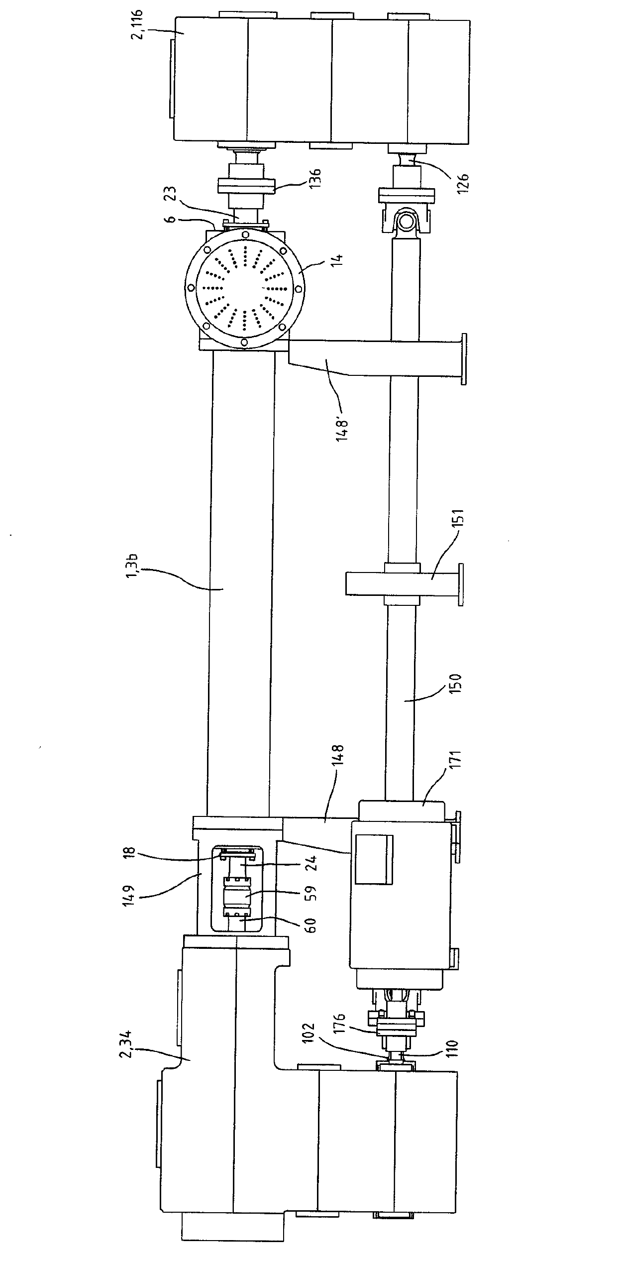 Parallel counter-rotating intermeshing twin-screw extruder