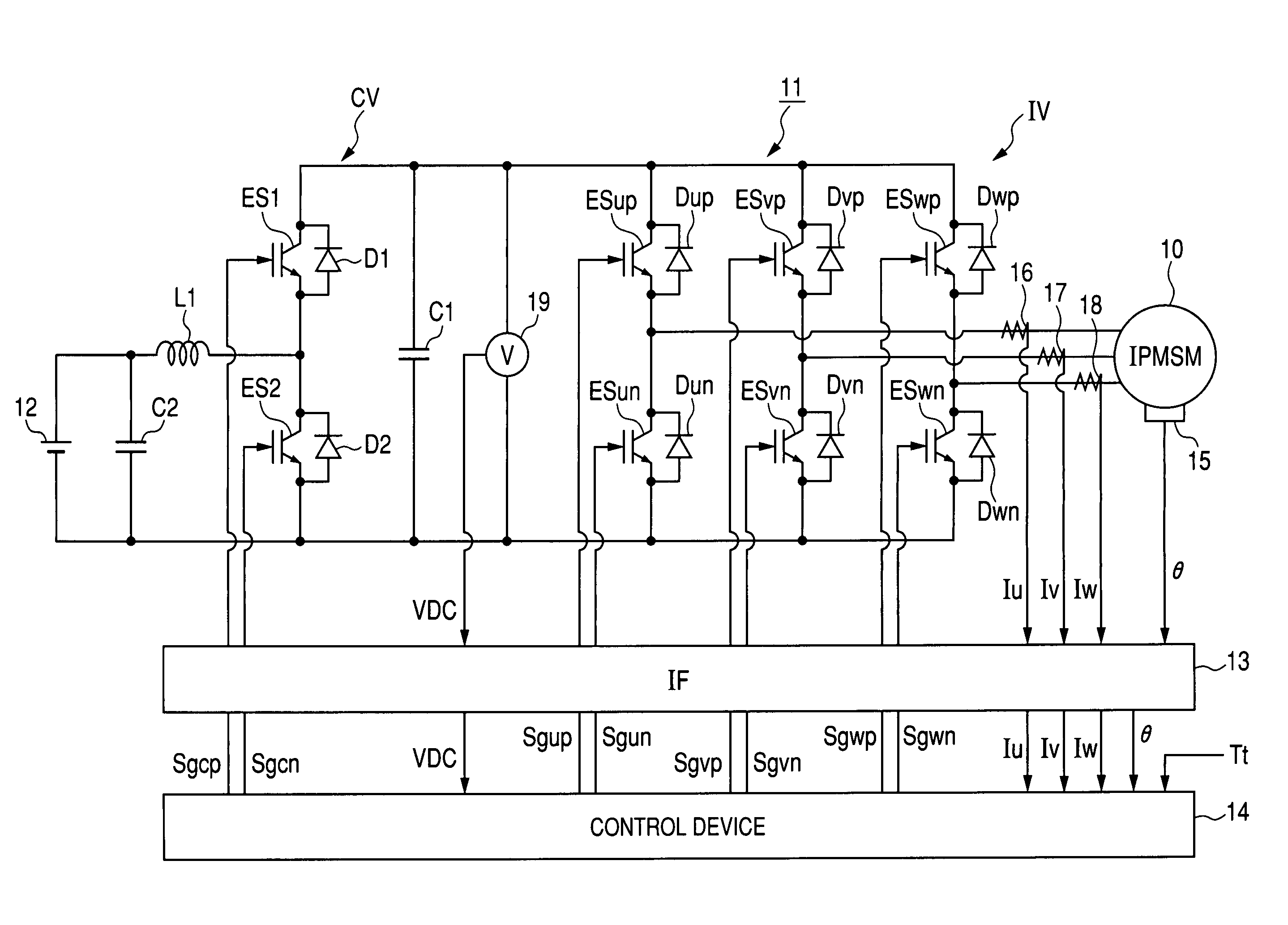 Control device for electric rotating machine and method of controlling the machine