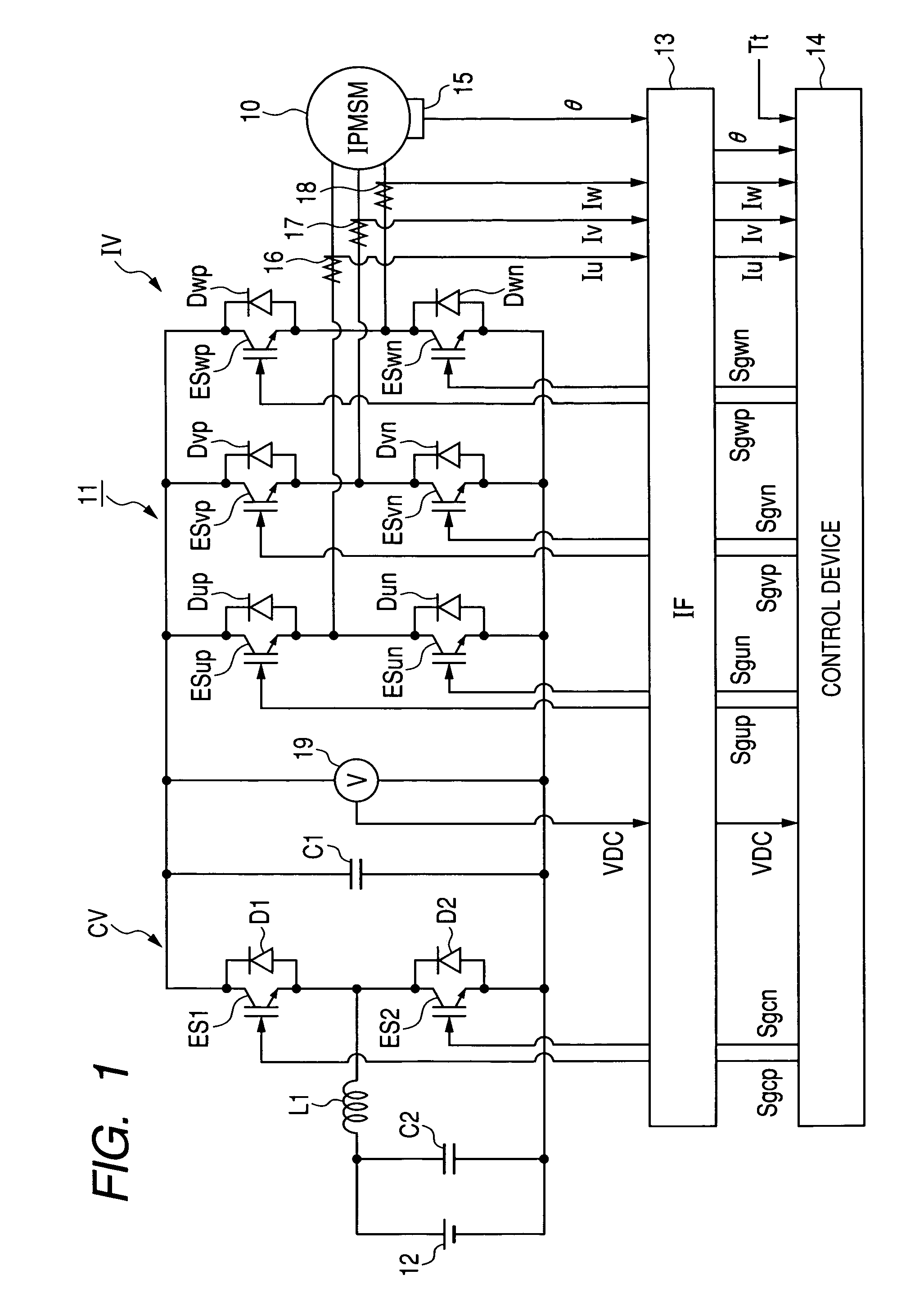 Control device for electric rotating machine and method of controlling the machine