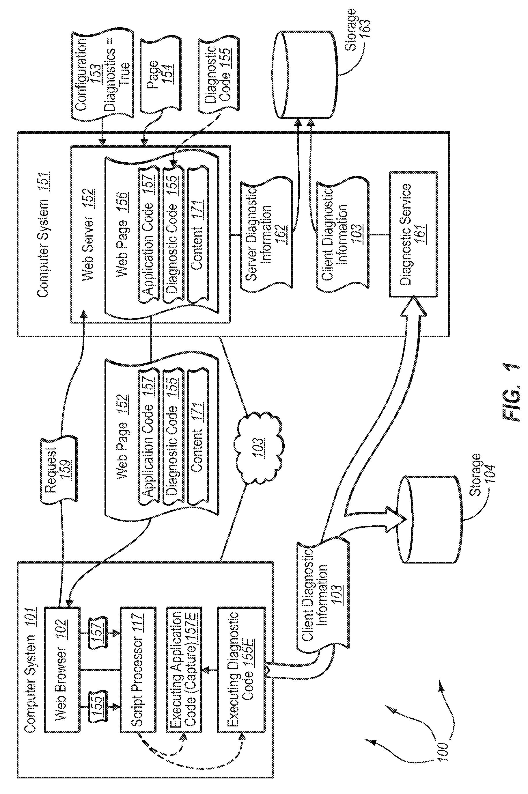 Capturing diagnostics in web browser applications