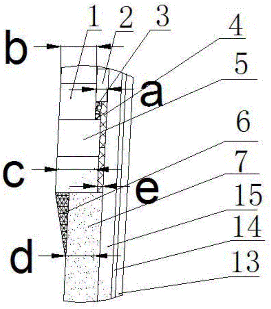 Ladle composite working lining and method for repairing slag line parts thereof