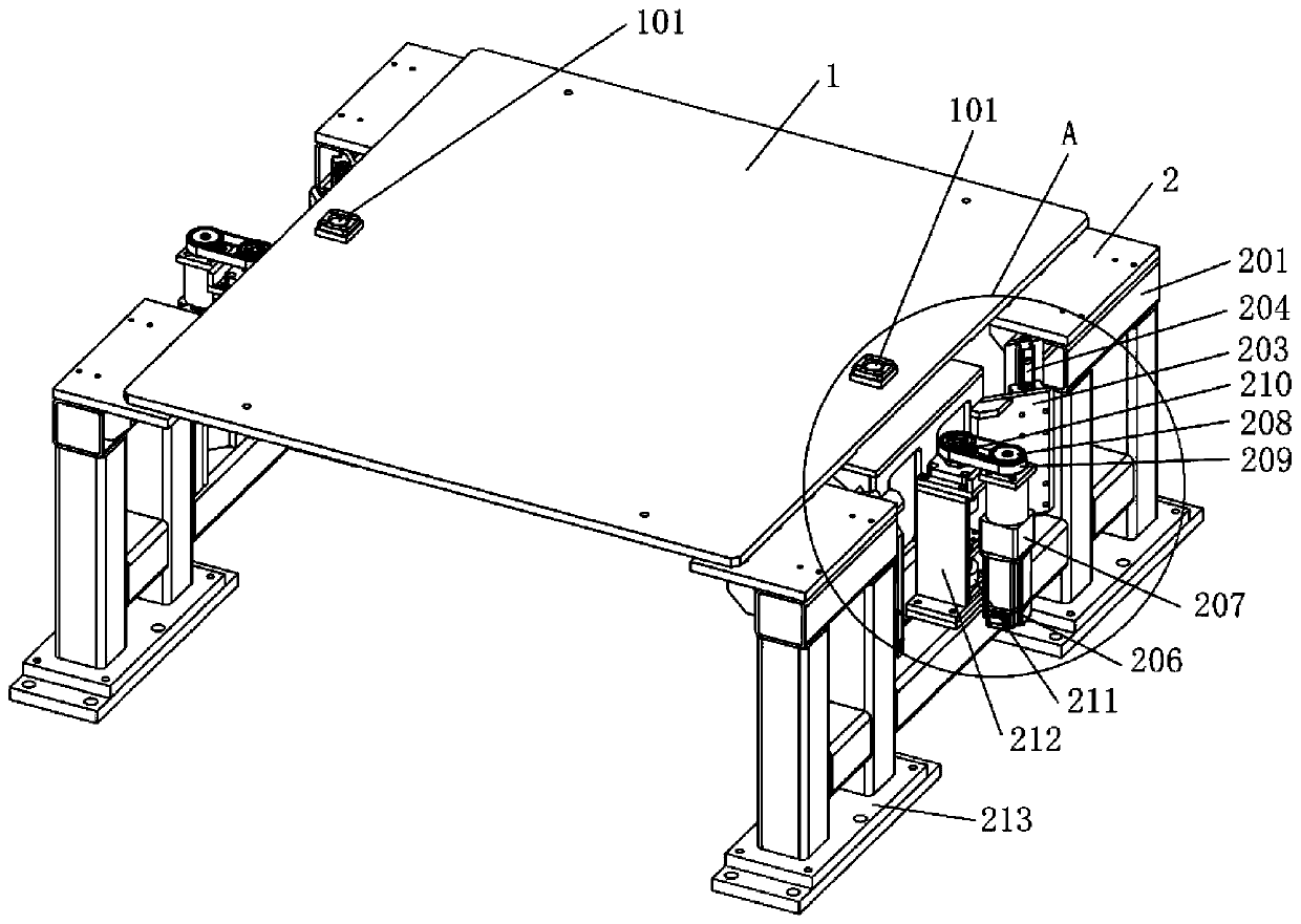 Jacking type locating device and material transferring system