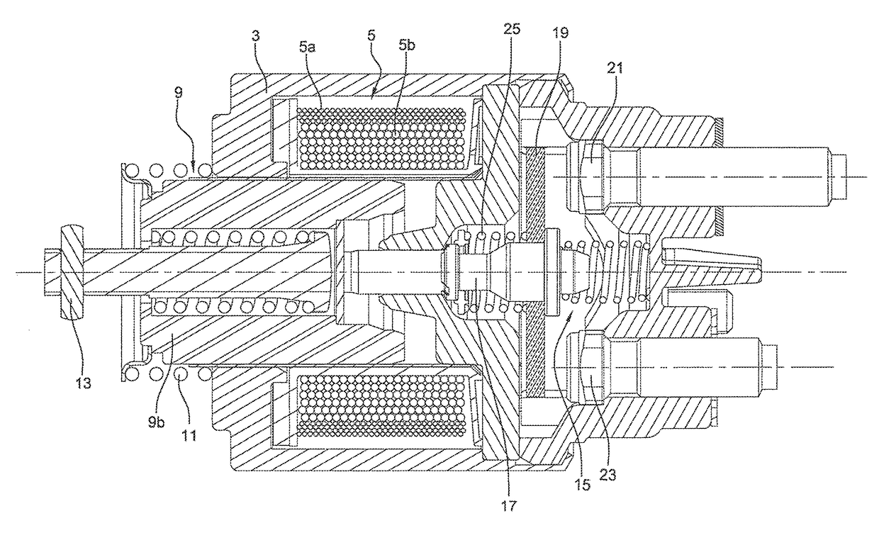 Contact device of a starter contactor