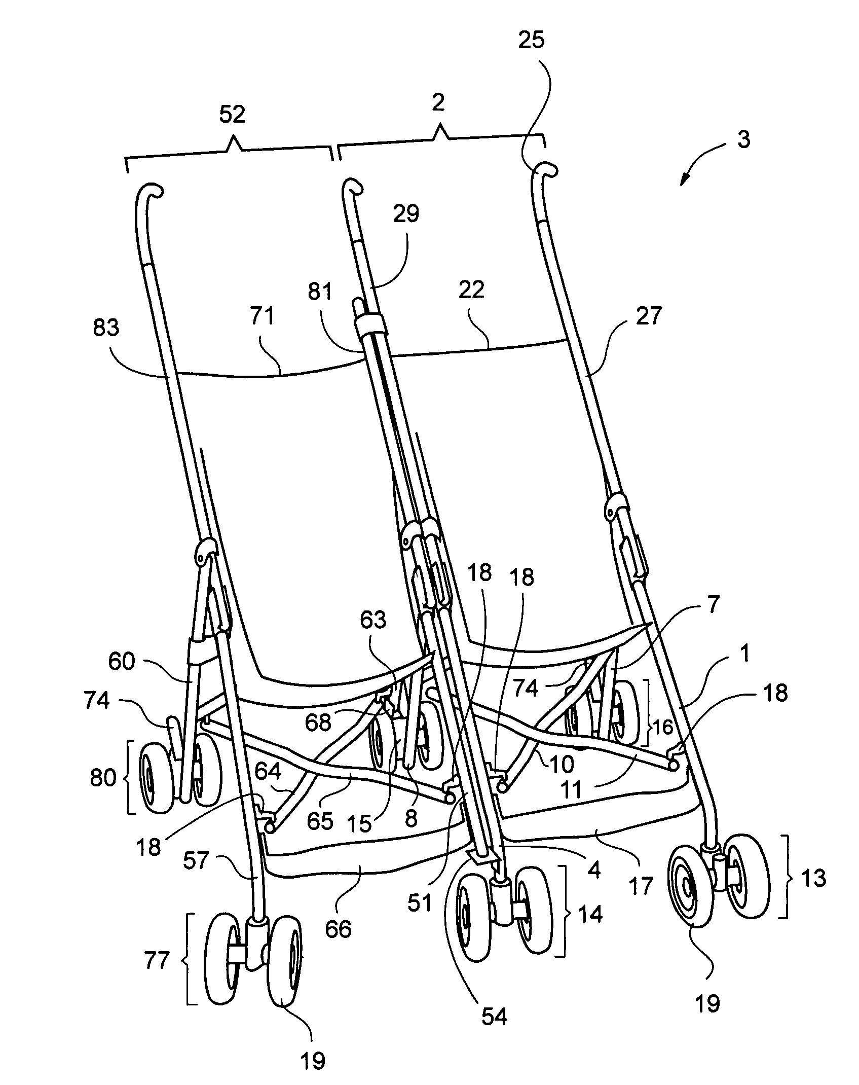 Convertible dual stroller and methods therefor