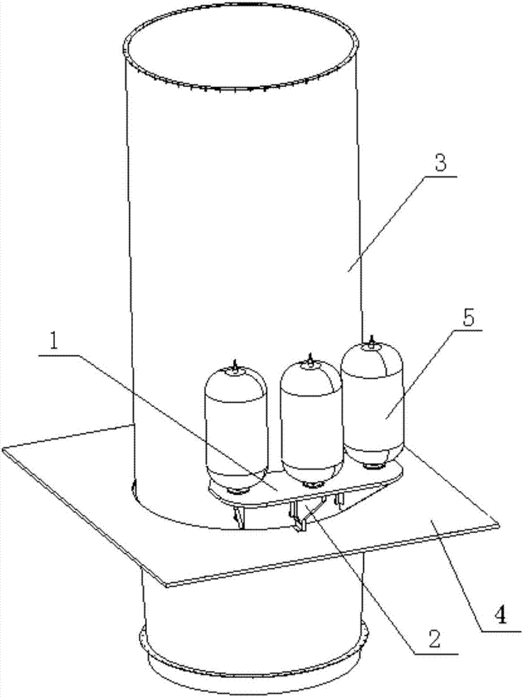 A gas cylinder bracket for spacecraft