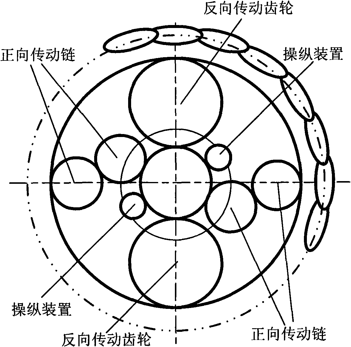 Embedded type straight gear reversing Mecanum wheel