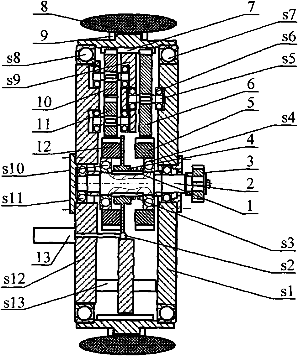 Embedded type straight gear reversing Mecanum wheel