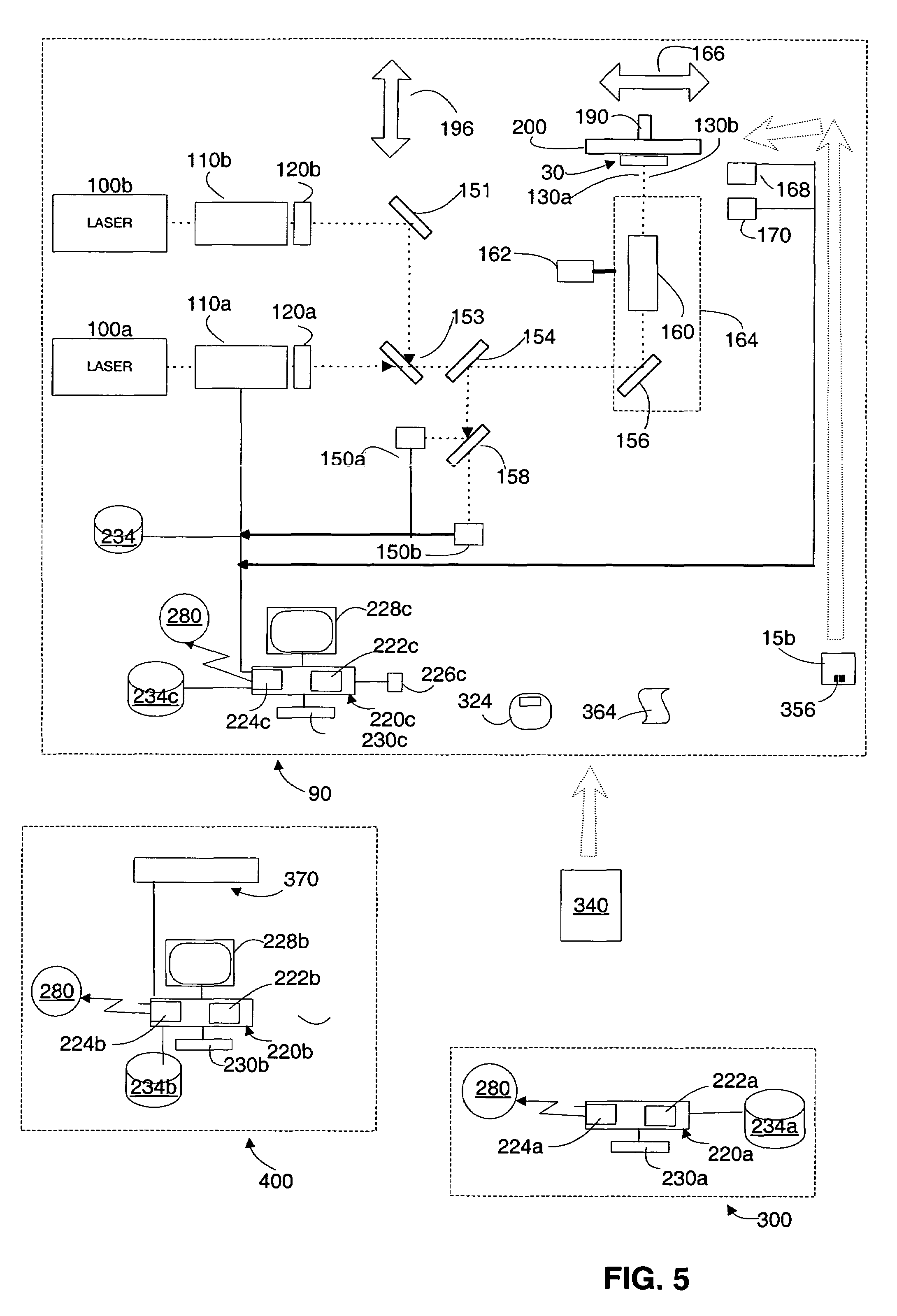 Chemical array with test dependent signal reading or processing