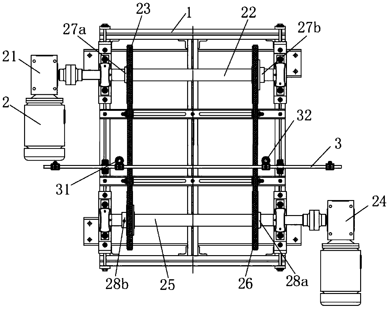 Double-transmission deviation correcting device and deviation correcting method based on same