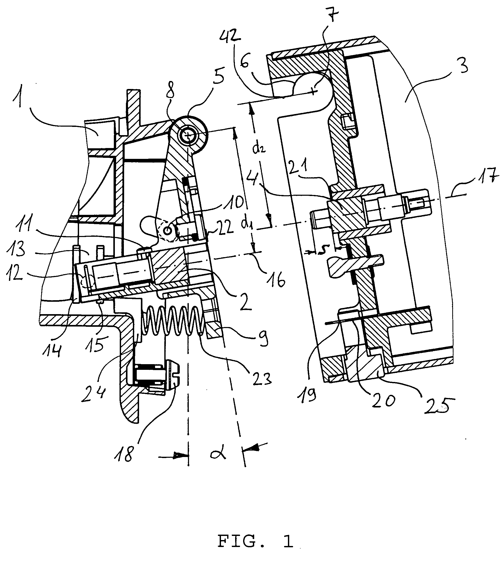 Connecting device for a plug-and-socket connection containing two connectors