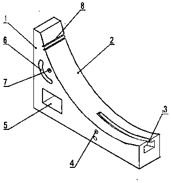 Milling cutting installing and clamping tooling for end surface of circular arc-shaped clamp hoop