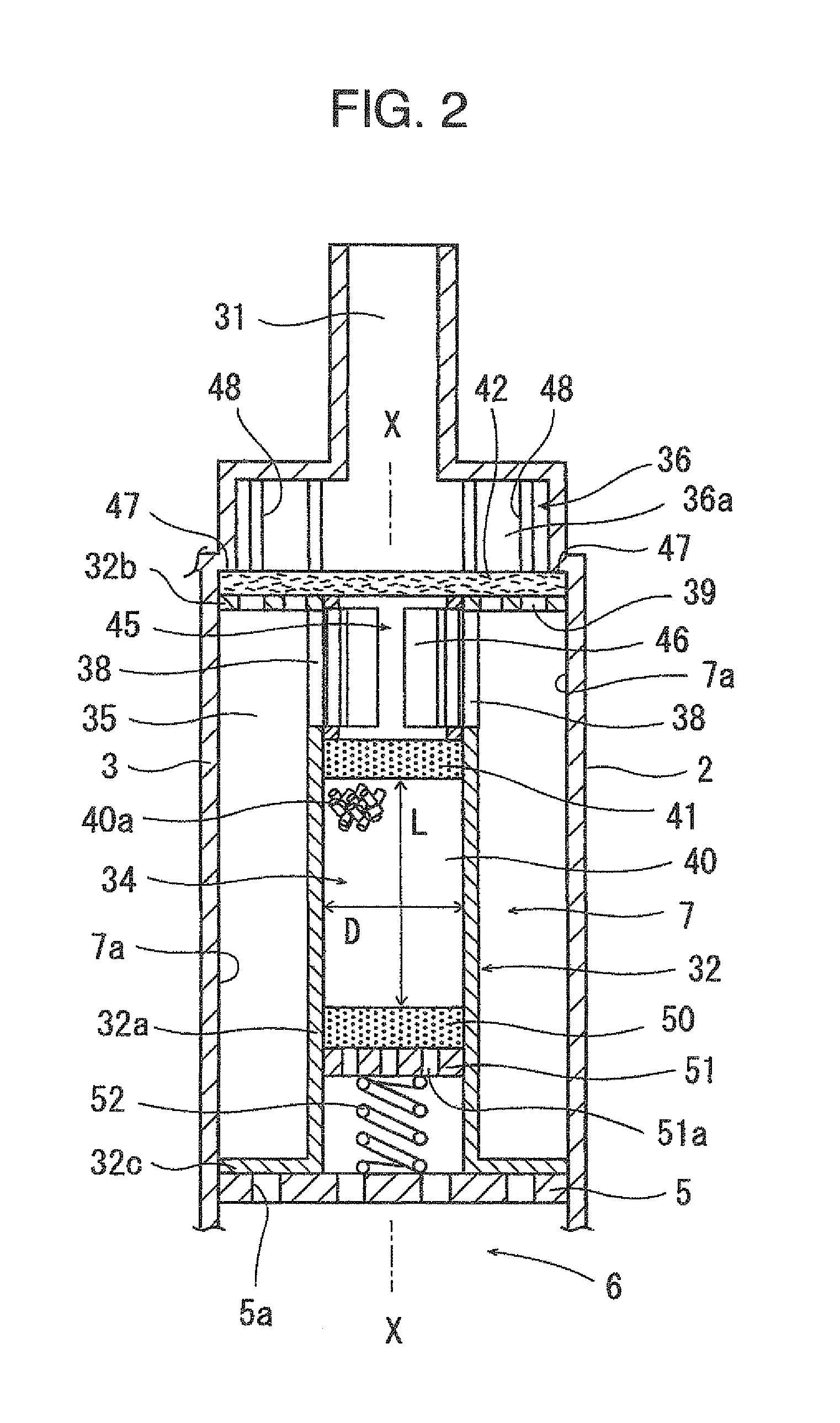 Evaporated fuel treating device