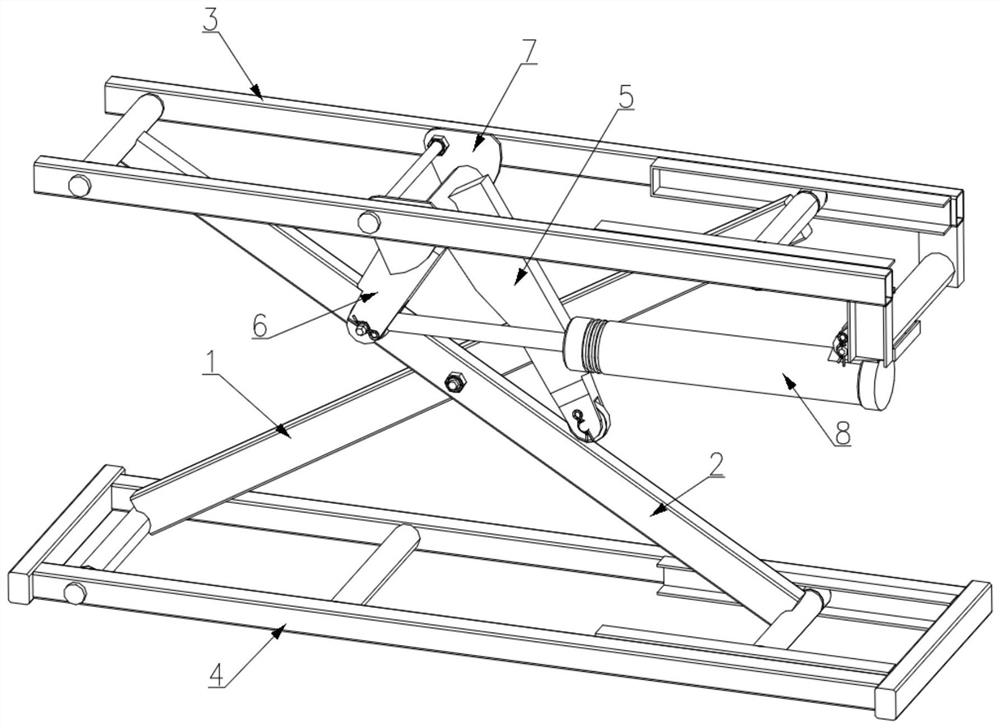 A cross-link lifting structure, bed frame and nursing bed