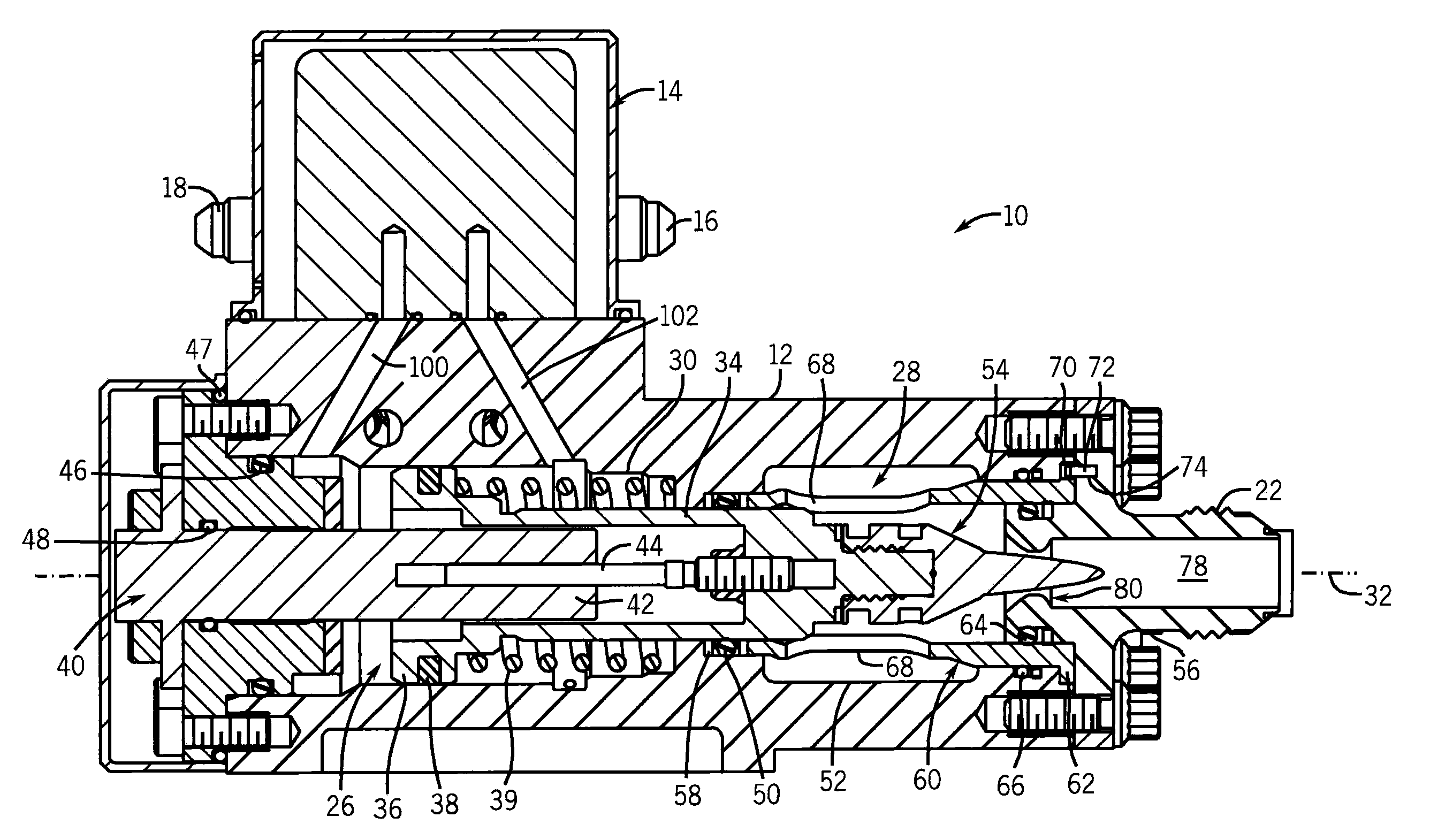 Reverse flow fueldraulic valve