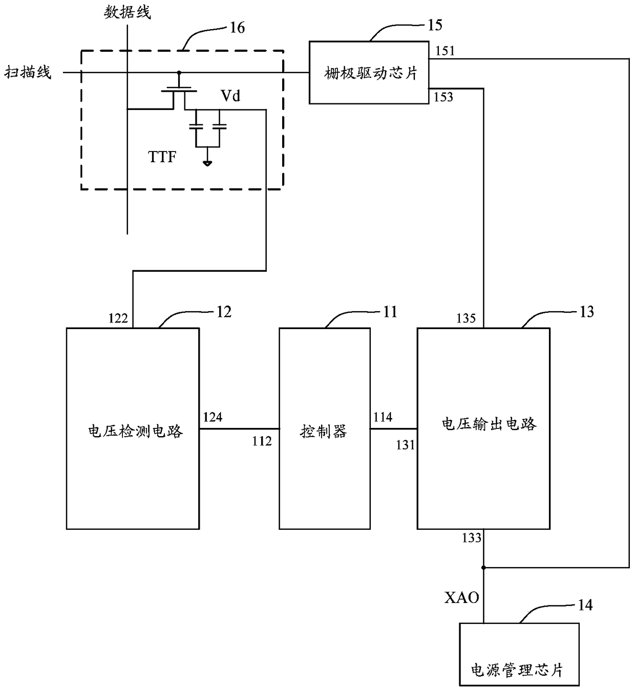 Circuit and liquid crystal display for eliminating afterimage after shutdown of liquid crystal display